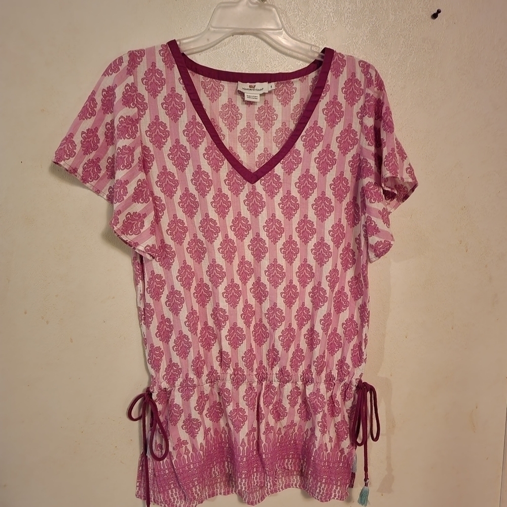 Vineyard Vines Cotton Cover Up Size S Cinched Waist Tassles